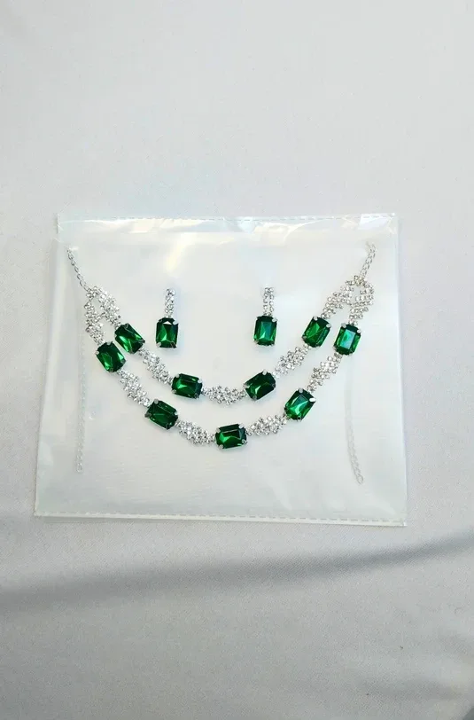 Glamorous V-Neckline Jewellery Set with Dangle Earrings for Women – Party & Wedding Wear
