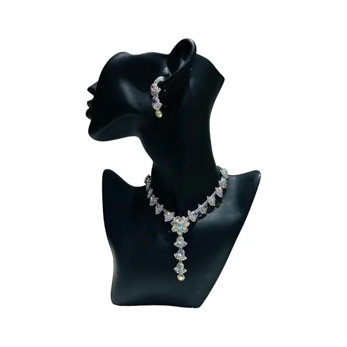 V-Shaped Bridal Necklace Jewellery Set with Matching Earrings for Women – Wedding & Party Wear