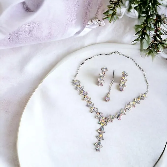 V-Shaped Bridal Necklace Jewellery Set with Matching Earrings for Women – Wedding & Party Wear
