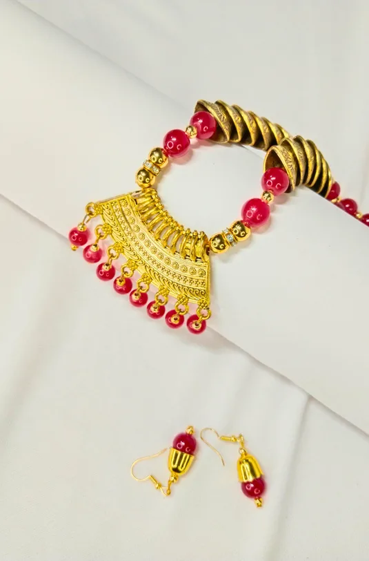 Kundan Style Multicolor Beaded Bridal Jewellery Set