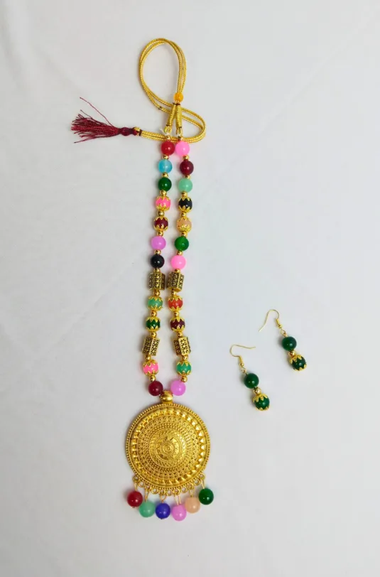 Royal Green & Red Beaded Bridal Necklace