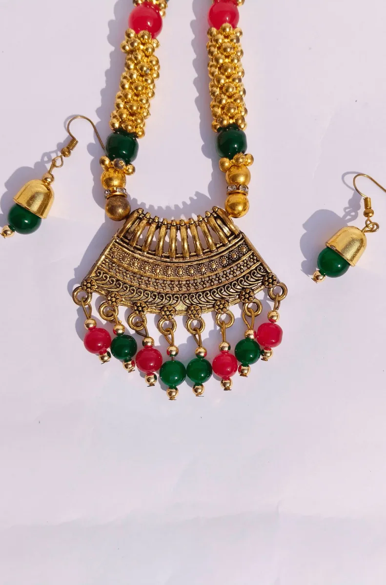 Royal Antique Finish Beaded Necklace for Women
