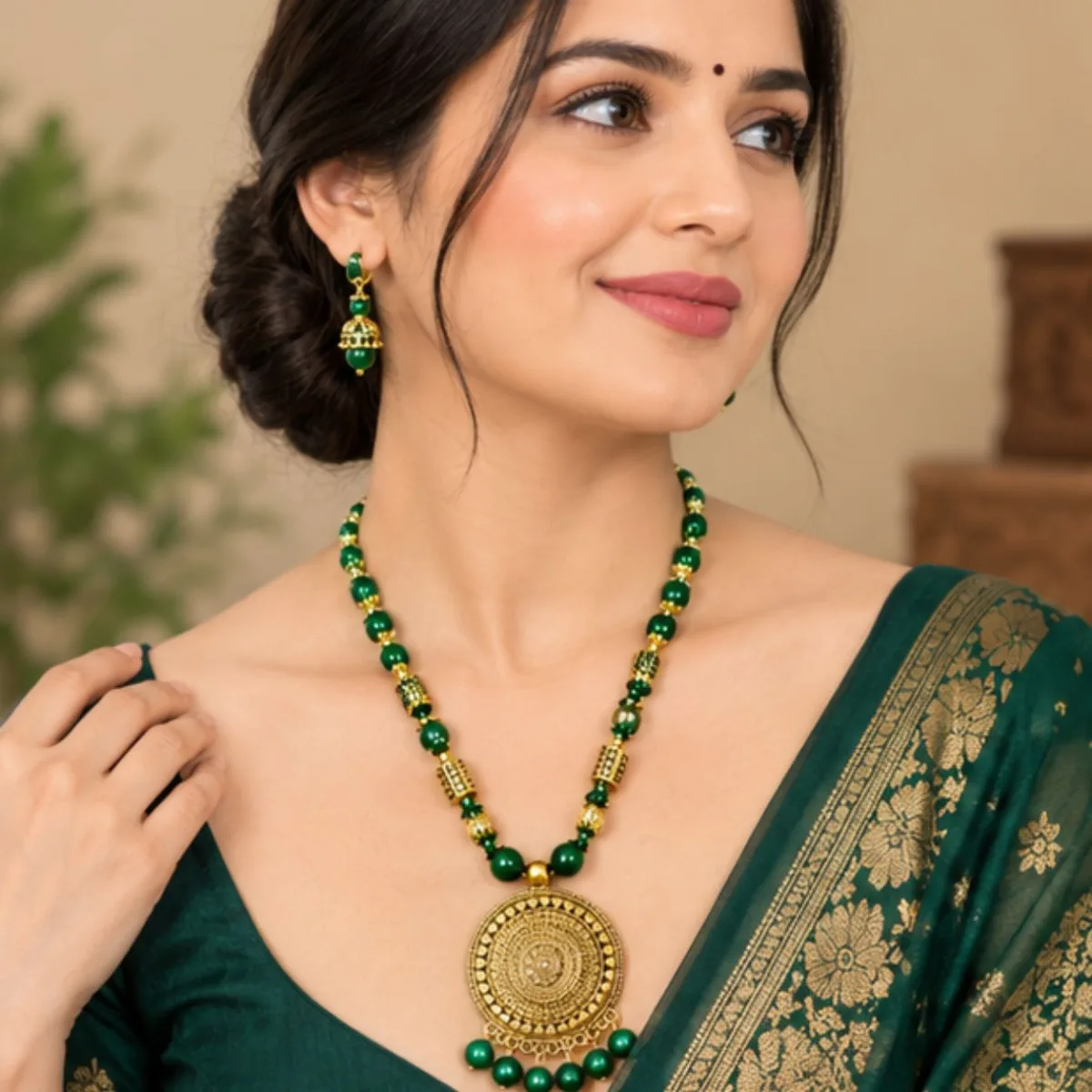 Multicolor Moti & Bead Gold-Plated Jewellery Set