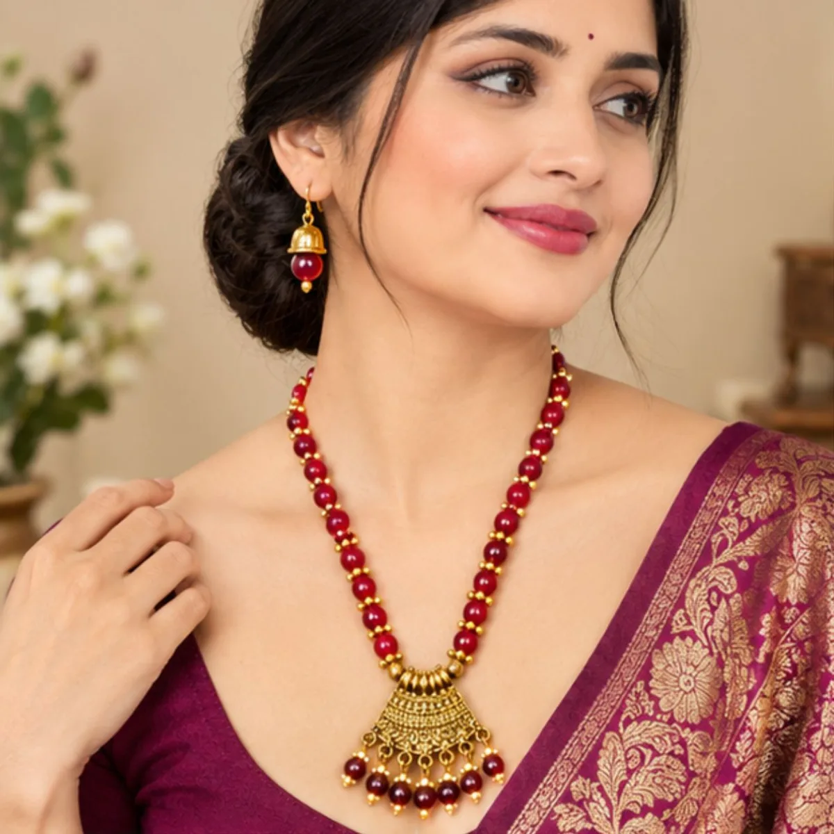 Traditional Designer Beaded Haar Necklace Set